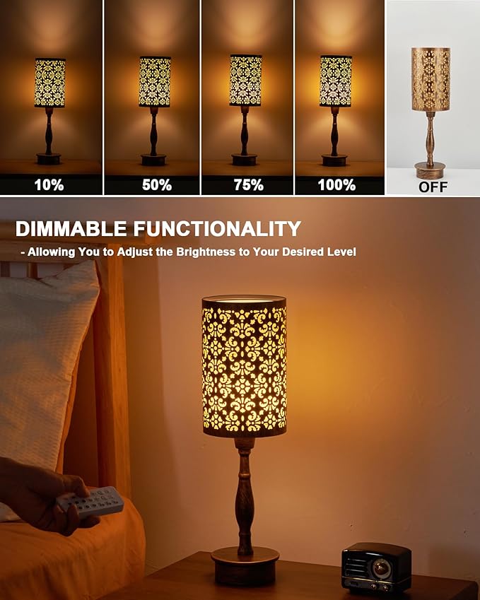 UMEXUS Rechargeable Cordless Table Lamp with Remote, Timer & Dimmer & RGB, Battery Operated, Small Touch Bedside Night Lights, Antique Ambient Lighting for Patio Dining Bedroom Living Room Table