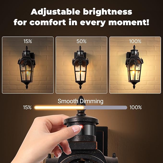 16.4" Motion Sensor Outdoor Lights with GFCI Outlet, 2-Pack ORB Outdoor Porch Light with Water Ripple Glass, 4-Modes Waterproof and Anti-Rust Dusk to Dawn Outdoor Lighting for Garage Patio