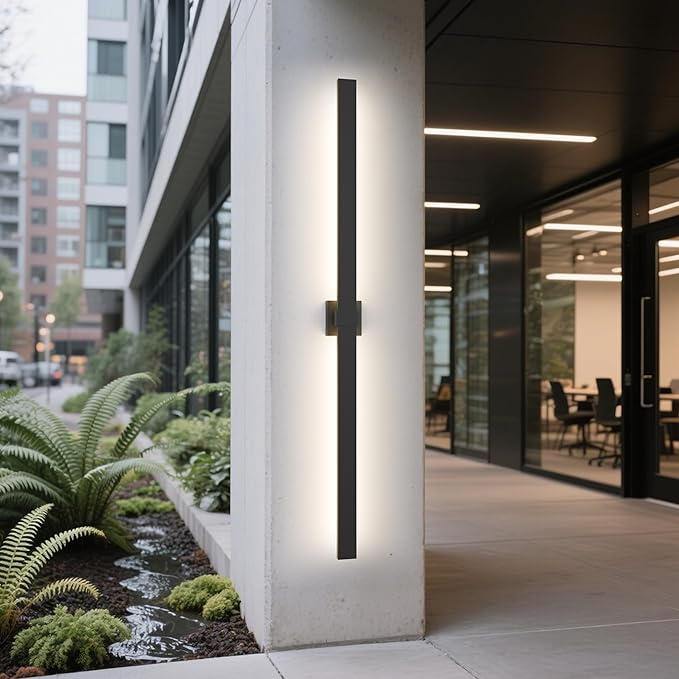LamQee 62.9 In Aluminum Long Outdoor Wall Lights, 3000K 2200LM LED Waterproof IP65, Modern Exterior Lighting Fixture Linear Outdoor Sconce Wall Mount Outside Lighting for House Porch Patio Garage Door