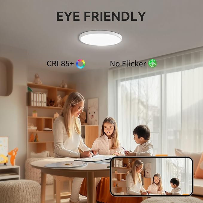 MODERN LED Flush Mount Ceiling Light, 9inch High Bright 2800lm, Super Slim LED Ceiling Light Fixture, Ceiling Light for Bedroom, Living Room, Dining Room… (White, 9in-2Pack)