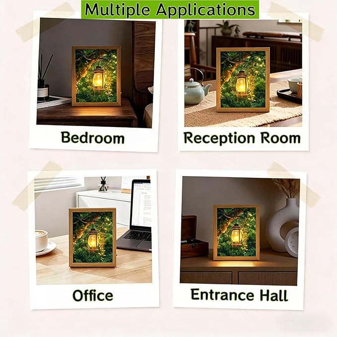 Rechargeable Table Lamp Lighted Painting,Novelty Night Light for Bedroom,Dynamic LED Touch Lamps for Nightstand,3-Color Dimmable Decorative Light for Home Decor,Gift for Women Kid Mom