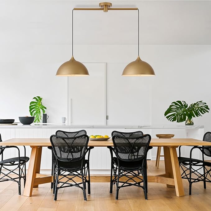 Pendant Lights Kitchen Island, 2-Pack Dome Pendant Light Gold and White Light Fixtures Industrial Vintage Hanging Pendant Lighting for Dining Room Restaurant Cafe Entryway