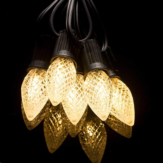 100 Pack C7 LED Replacement Christmas Light Bulbs, C7 Shatterproof LED Bulbs for Christmas String Lights, E12 Candelabra Base, Commercial Grade Dimmable Holiday Bulbs, Warm White
