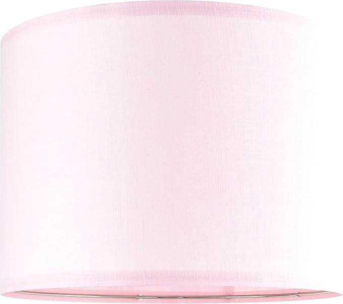 PIKOPIKO Pink Linen Set of 2 Medium Drum Lamp Shade, Easy Assembly Required 13" Top x 13" Bottom x 10" High Replacement Lamp Shades, Fabric Lampshades for Table Lamps Floor Lamps, Metal Spider Fitter
