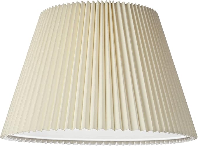 Empire Lamp Shade Ivory Knife Pleated Large 11" Top x 18" Bottom x 12" High Spider with Replacement Harp and Finial Fitting - Springcrest