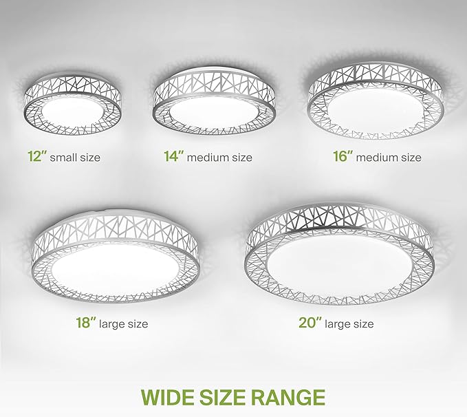 ASD 12 Inch LED Flush Mount Ceiling Light Fixture for Bedroom, 20W 1130LM 5CCT 2700K-5000K, Triac Dimmable Lights, Dining, Living Room, Kitchen Lamps, Modern Home Lighting Fixtures, Nickel, ETL