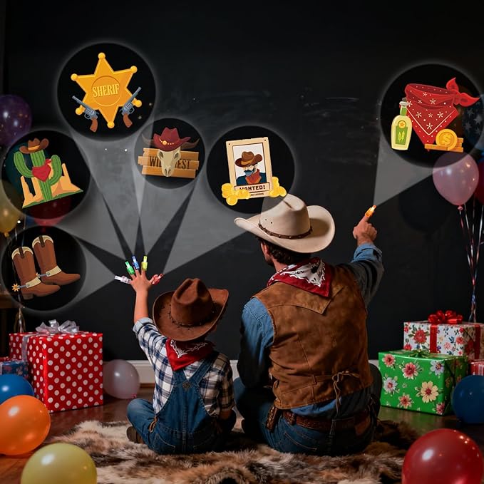 36 Pack Cowboy Party Favors LED Finger Lights for Kids Birthday, Glow in The Dark Western Theme Party Supplies, Cowboy Goodie Bag Stuffers, Classroom Rewards Carnival Prizes