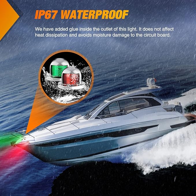 Nilight Marine Boat Navigation Light 2PCS 8LED Red Green LED Port Starboard Signals Bow Lights 12V Waterproof for Skeeter Yacht Pontoon Speedboat Sailboats Fishing Boats