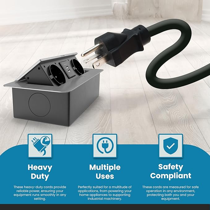 IronBox Electric NEMA 5-20P to 5-20R Extension Cord - 20A, 125V, 12/3 SJT Jacket - Heavy Duty Outdoor Generator Cords & Plugs - UL Listed Extension Cable for Data Centers, Camper & More (15ft, Molded)