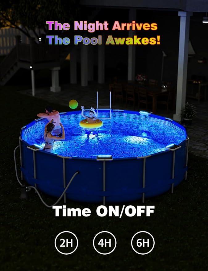 Solar Pool Lights, Solar Powered Submersible LED Lights with Remote IP68 Waterproof 16 Colors Underwater for Above Ground Inground Pool, Pond (White,2 Pack)