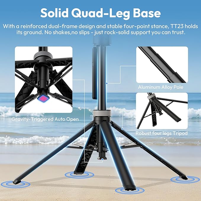 ULANZI TT23 64" Auto Face Tracking Tripod for iPhone/Android with Remote, 360°Rotating Selfie Stick That Follows Your Movement, Facial Recognition Tripod for iPhone 17/16/15/14/13/Android/Camera/GoPro