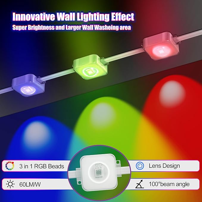 Permanent Outdoor Lights,50ft 36LEDs Eternity Lighting,RGB+IC Smart Eaves Light IP67 Waterproof,for Halloween, Christmas, Holiday, Party,Compatible with Alexa, Google Assistant