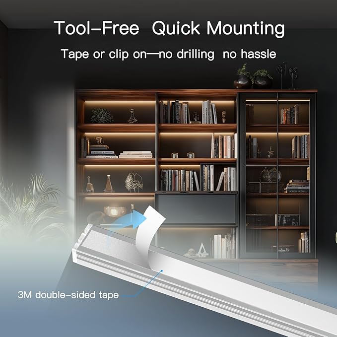 12'' Aluminum Under Cabinet LED Lights, 6-Pack Ultra-Slim Bars, Plug-in & Wired Touch Dimmer, Adjustable 2700K-6500K Color Temp, Seamless Linkable, Easy Install for Kitchen/Closet/Shelf