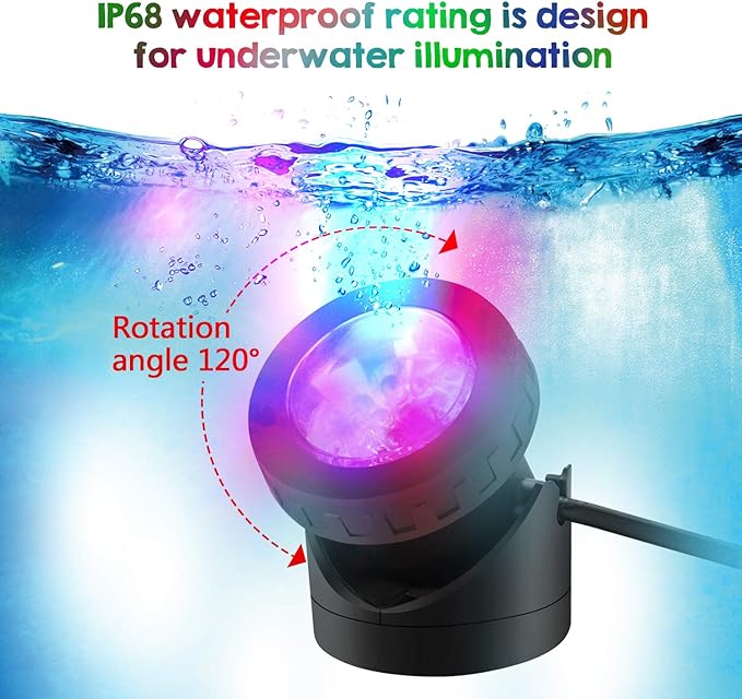 Pond Lights Remote Control Submersible LED Lights [Set of 4] IP68 Underwater Lights Aquarium Spotlight 48LED with Timer Landscape Lamp for Swimming Pool Fish Tank Fountain Pond Decoration