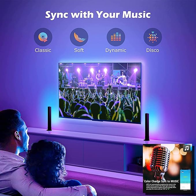 DS Smart LED Light Bars, Gaming Lights, Ambient Light, RGB TV Backlights with Scene Modes and Music Modes for Gaming, Computer Case, PC Monitor, TV, Laptop (Z Series)