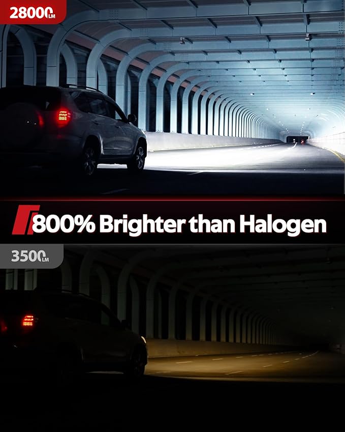 Torchbeam T6S H11/H8 Bulbs or Led Lights, 1000% High Bright, 6500K Cool White H11 Powersport Bulbs with Cooling Fan, with 60,000Hrs Lifespan, IP68 Waterproof, CanBus Ready, Plug-N-Play, Pack of 2