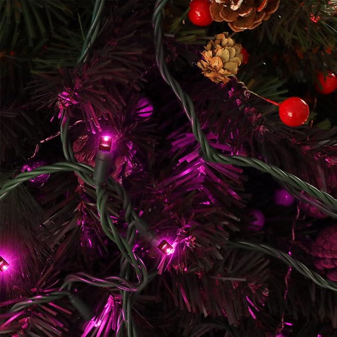 50 LED 5MM Pink Christmas Lights, 17FT Indoor/Outdoor String Light, Mini Lights for Garden, Patio, Christmas Trees - Green Wire, Commercial Grade, UL Listed