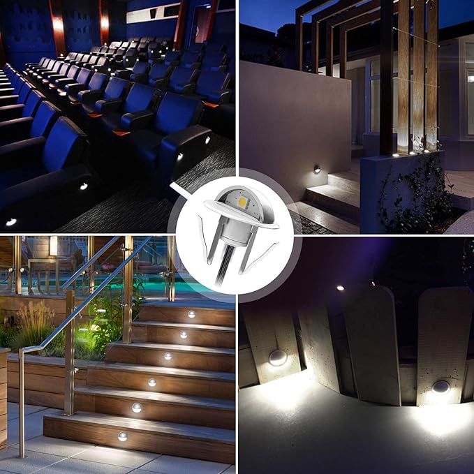 30 Pack LED Stair Lights Kit Low Voltage Waterproof IP65 Outdoor 1-2/5" Recessed Wood LED Deck Lighting Yard Garden Patio Step Landscape Pathway Decor Lamps, Cold White