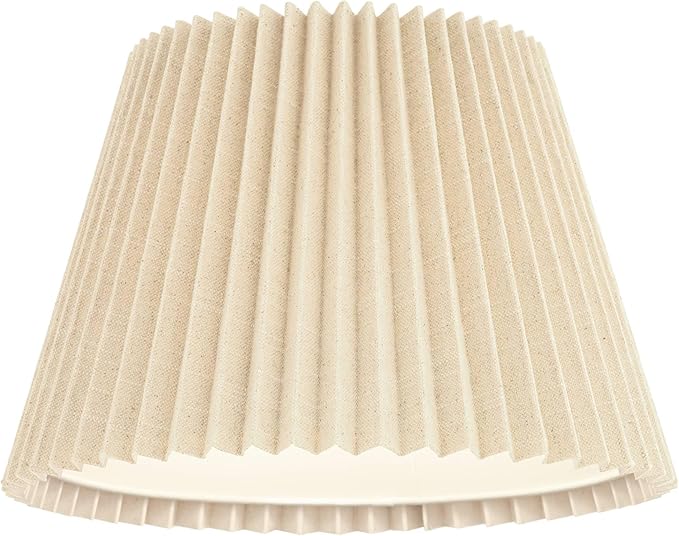 9" Top x 14 1/2" Bottom x 10" High x 10" Slant Lamp Shade Replacement Large Beige Empire Round Modern Fabric Wide Pleated Spider Harp Finial - Springcrest