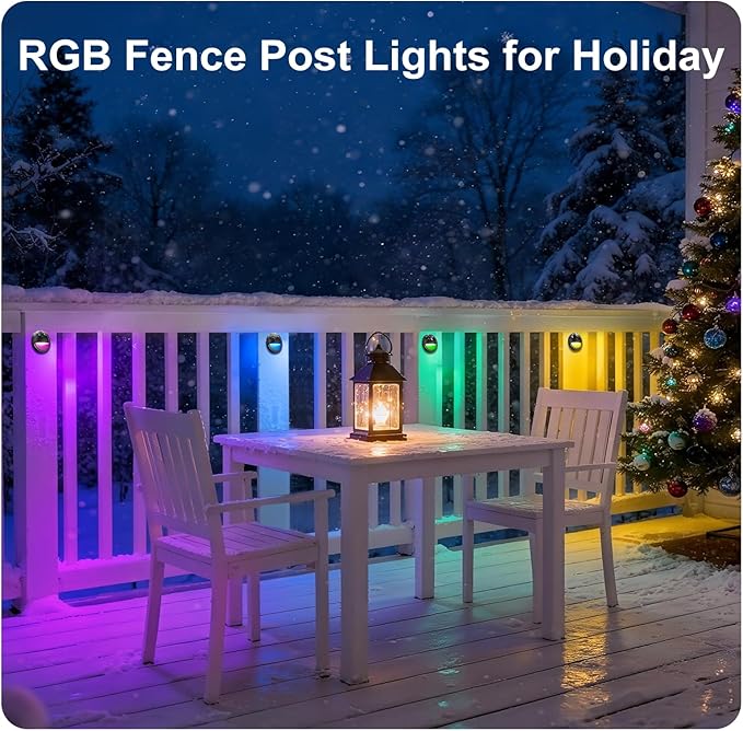Outdoor RGB Fence Post Lights Wired, 3W 12V Wired LED RGB Color Changing Low Voltage Landscape Lighting for Outdoor Deck Fence Post Stair Step Railing, IP65 Waterproof, ETL, Black, 1PK