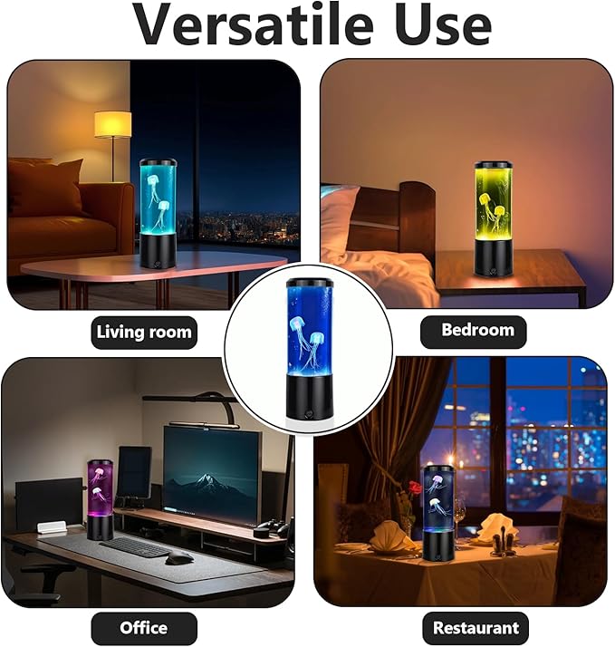 Jellyfish Lamp,Jellyfish Night Light Table Lamp with 7 Color Changing,Jelly Fish Light Aquarium Lamp Mood Night Light Decorations for Home Office Valentine‘s Gifts for Lover Kids Adults