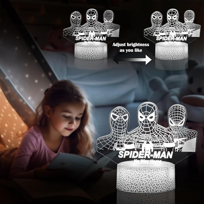 Kids Toys 3D Night Light,Superhero Christmas Gift Birthday 3D Illusion Lamp for Kid Girl Boy Room Decor, 16 Colors Remote Control