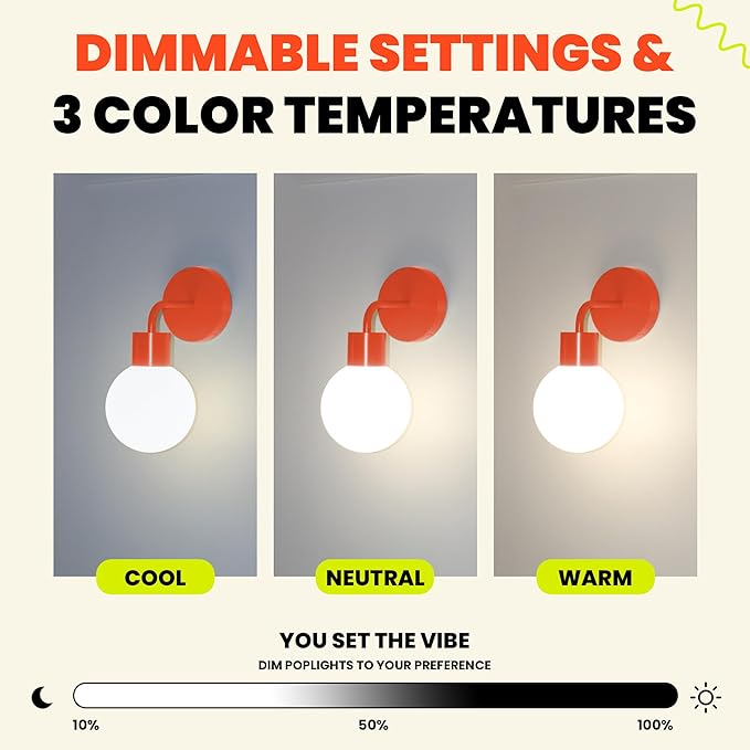 Wireless Wall Sconce (Shark Tank) Rechargeable & Dimmable LED Light w/App Control & Damage-Free Install, Moveable Modern Ambient Lighting for Elegant Home & Bedroom Decor | Vermillion Red