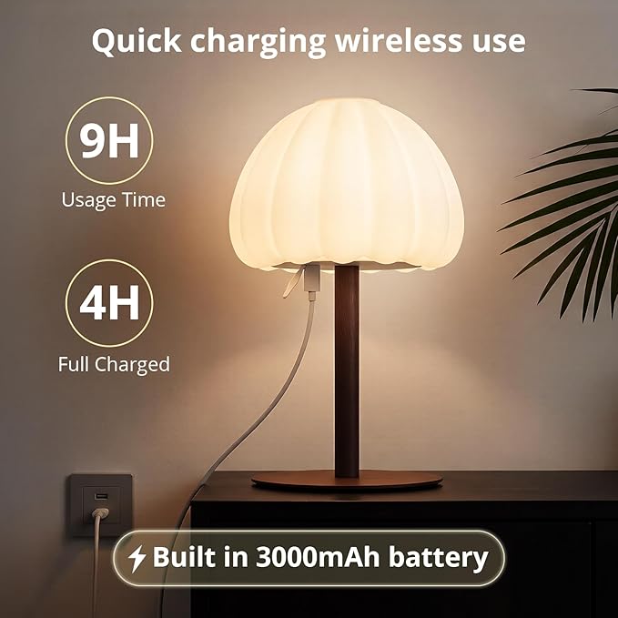 Hifree Rechargeable Waterproof Shower Lamp, IP65 Cordless Touch Dimmable Small Light for Inside Shower, 4500mAh Battery Operated Color Changing Water Proof Table Lamp for Bathroom, Bedroom, Outdoor