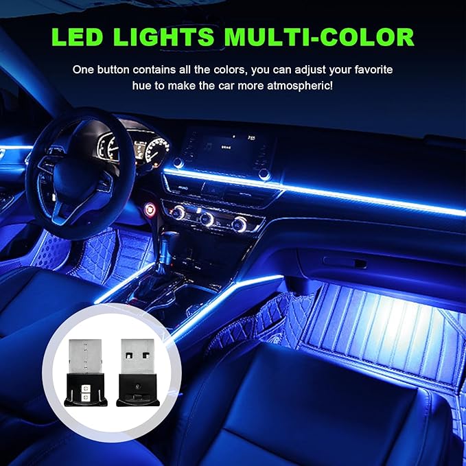 Mini USB LED Light, 8 Colors RGB Car USB LED Interior Atmosphere Light, Adjustable Brightness Smart Laptop Keyboard Home Office Decoration Night Lamp, Car Accessories