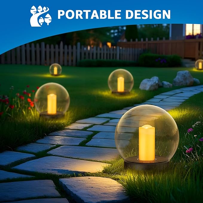 2-Pack 7.4x7.3 Solar Floating Pool Lights Ball Outdoor Water-Resistant IP66 Solar-Powered That Float Candles Flickering Lights for Swimming Pool Decor Pond Garden Party