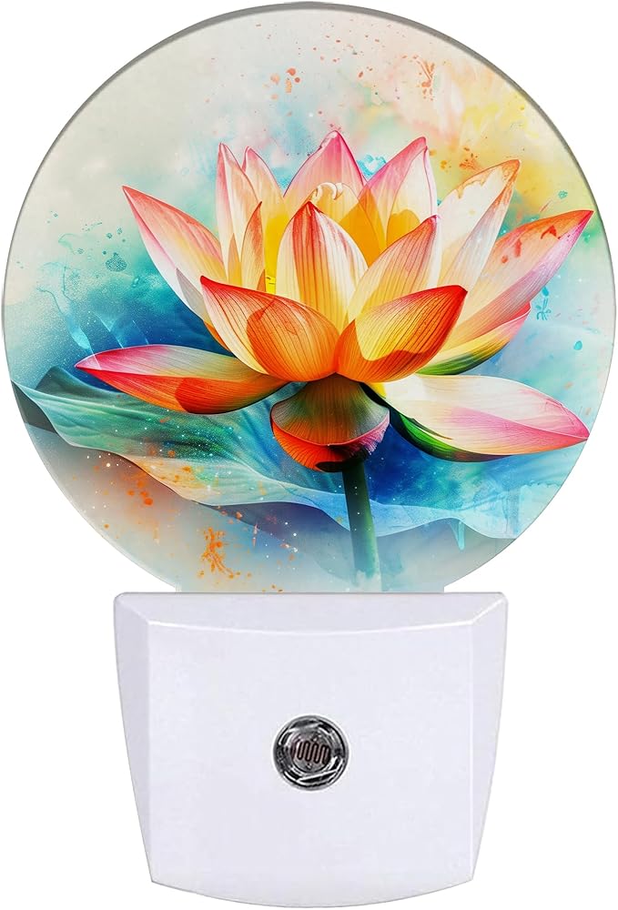 Magic Lotus Flower Bloom Night Light,Floral Plug-in Night Lights with Dusk-to-Dawn Sensor for Bedroom Bathroom and Living Room Sleep Friendly lamp