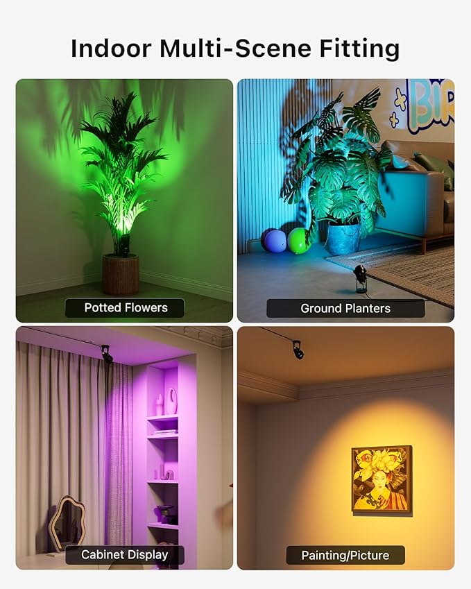 6 Pack Color Change Spotlights for Decor Lighting 120V Remote Waterproof Plug-in Multicolor Landscape Spot Light Uplight for Yard Decoration, Tree, Bush, Status, Indoor Plant, Picture & Painting