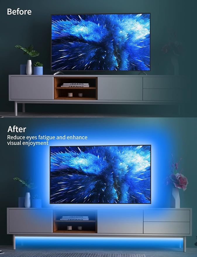 Daymeet LED Lights for TV, 13.1ft TV Led Backlight for 40-65inch USB TV Led Light Strip RGB Color Changing Lights with Remote Music Sync Bluetooth APP Control for Computer Bedroom PC