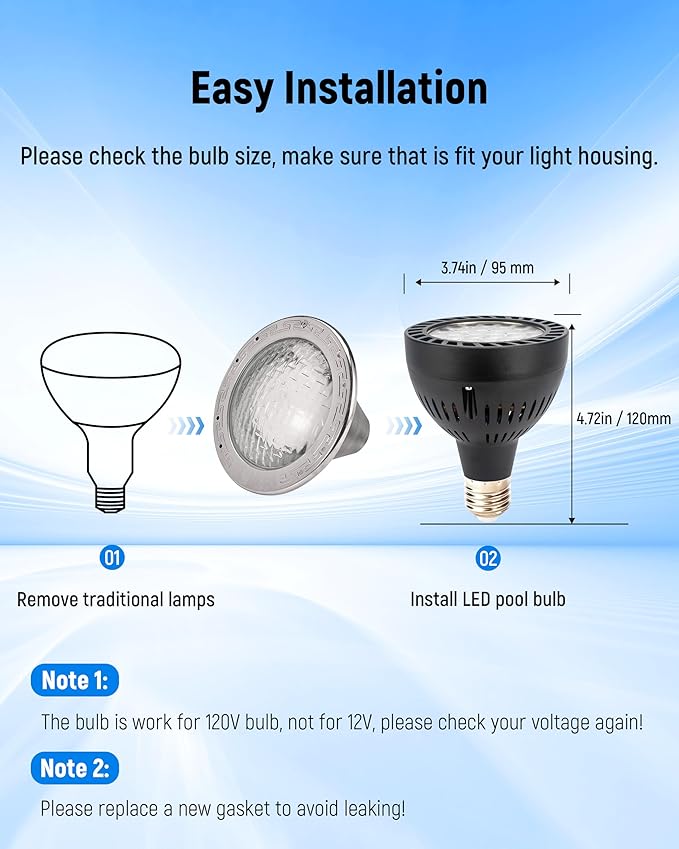 LED Pool Lights for Inground Pool 120V 50W, White 6000K Swimming Pool Light Bulb for Pentair Hayward Pool Light Fixtures