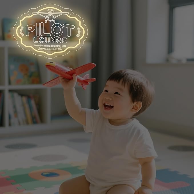Pilot Neon Sign For Room Wall Decor,Pilot Led Neon Light Airplane lovers Gifts, for Ten Boys Man Cave Room Decor Gifts