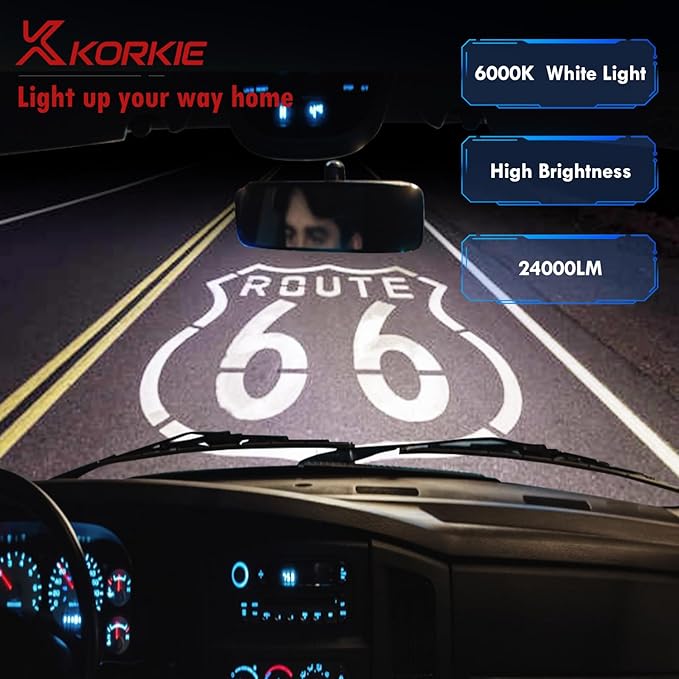 KORKIE H11/H9/H8 Headlight Bulbs, 24000 LM Bright 6000K Cool White H11 Light Bulb, IP68 Waterproof,Plug and Play,Pack of 2