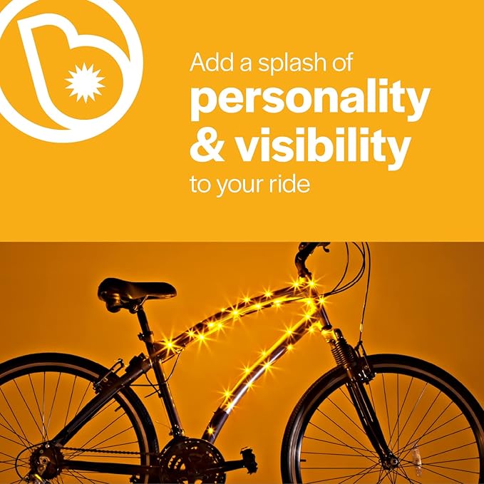 Brightz CosmicBrightz LED Bike Frame Rope Light - 6.5-Foot String Rope - Battery-Powered with On/Off Switch - Ultra Bright Color Keeps Your Ride Fun and Safe for Kids, Teens, & Adults