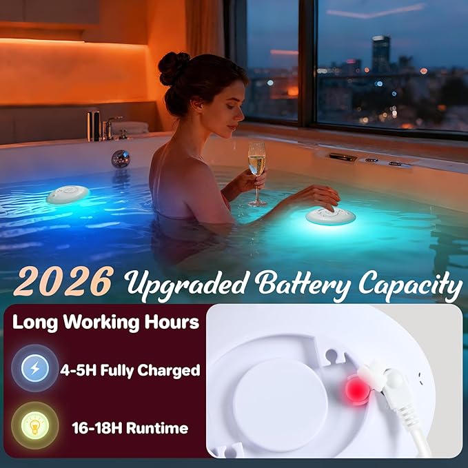 Askyli 2026 Pool Lights for Inground Pool, 2500mAh Remote-Controlled Waterproof Floating Pool Lights, Dynamic Lighting LED Pool Light for Above Ground Pool Party Hot Tub Fountains Wedding-1PC
