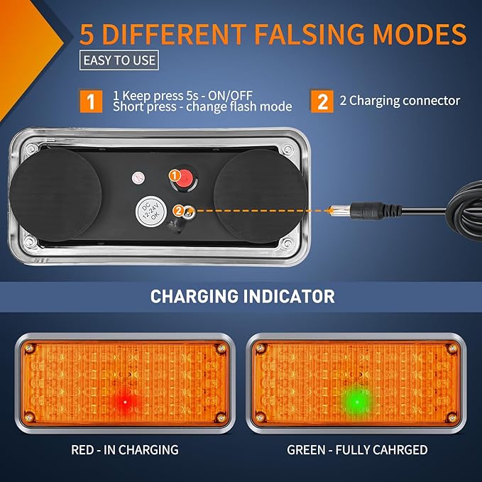Nilight 2PCS 42LED Amber Wireless Magnetic Strobe Lights Portable Warning Hazard Light Surface Mount Waterproof 5 Patterns for 12V 24V Cars Trucks Van Off Road Vehicles ATV