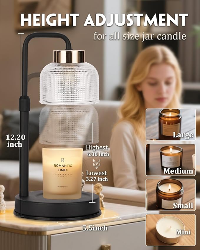 Candle Warmer Lamp with Timer & Dimmable Brightness, House Warming Gifts New Home, Candle Warming Lamp Gifts for Anniversary, Birthday Gifts for Women Mom, Flameless Wax Melt Warmer for Jar Candles