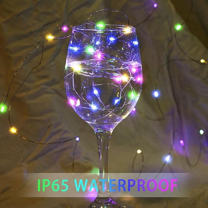 Fairy Lights 7Ft 20 LED Twinkle String Lights 3 Modes Battery Operated Waterproof Firefly Starry for Mason Jar Party Wedding Easter Valentines Day Table Centerpieces(Rainbow-Pastel,100 Pack)