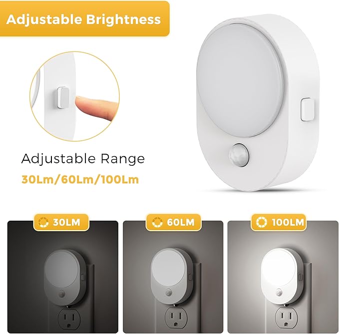 L LOHAS LED Motion Sensor Night Light,[2-PACK] Night Lights Plug into Wall,2 IN 1 Built-in Motion Sensor and Dusk to Dawn Sensor,5000K Daylight White,Nightlight for Bathroom Hallway