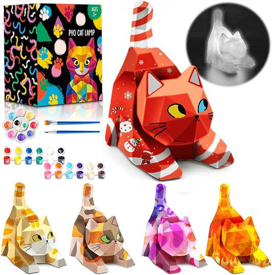 Goody King Paint Your Own Lie Cat Lamp Kit, DIY Cat Crafts Night Light, Arts & Crafts for Kids Ages 8-12, Painting Kit for Girls Boys Age 4 5 6 7 8+, Art Supplies Creative Gift for Birthday, Party