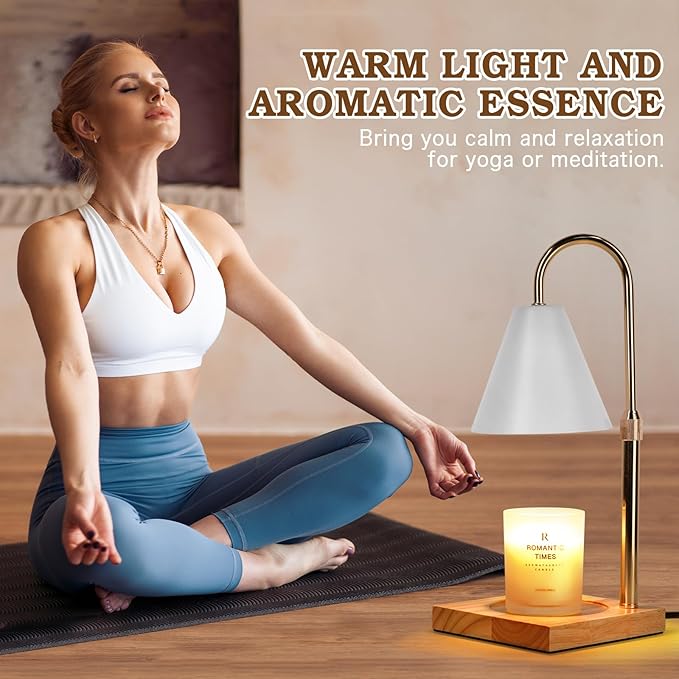 White Candle Warmer Lamp with Timer Dimmer, Electric Candle Lamp Warmer for Bedroom Decor, Birthday Gifts for Mom, Adjustable Metal Candle Lamp, Home Decor for House Warming Gifts, 2*35 Watt Bulb