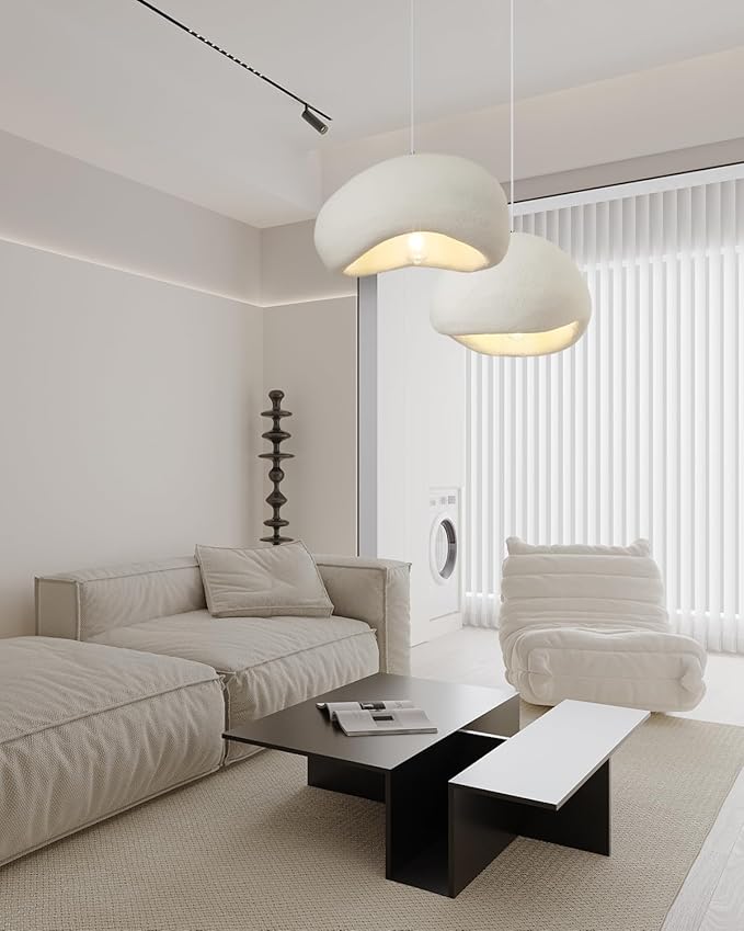 WILON 19.7'' Large Pendant Lights Kitchen Island, Japandi Wabi Sabi Pendant Light, Modern Dining Room Lighting Fixture Over Table, Unique Pendant Light Fixture for Living Room Bedroom Bar