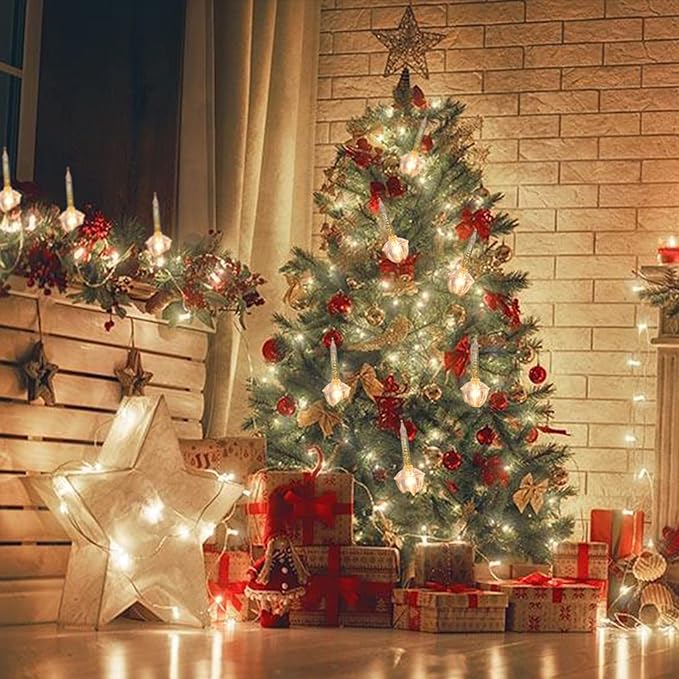 Gold Christmas Bubble Lights Set, 11Ft Vintage Christmas String Lights with 8 Golden Bubble Lights (1 Spare ) C7/E12 Base, UL Listed for Indoor Outdoor Holiday Tree Fireplace Window Party Decorations