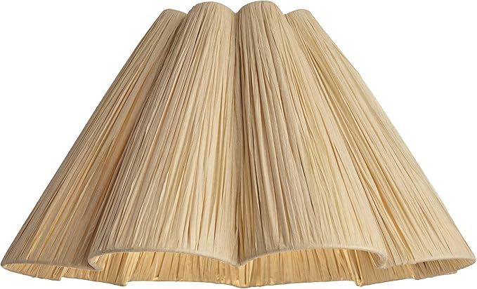 6" Top x 18" Bottom x 10" High x 10" Slant Lamp Shade Replacement Large Tan Wave Empire Farmhouse Tropical Modern Lafite Paper Textured Spider Harp Finial - Springcrest