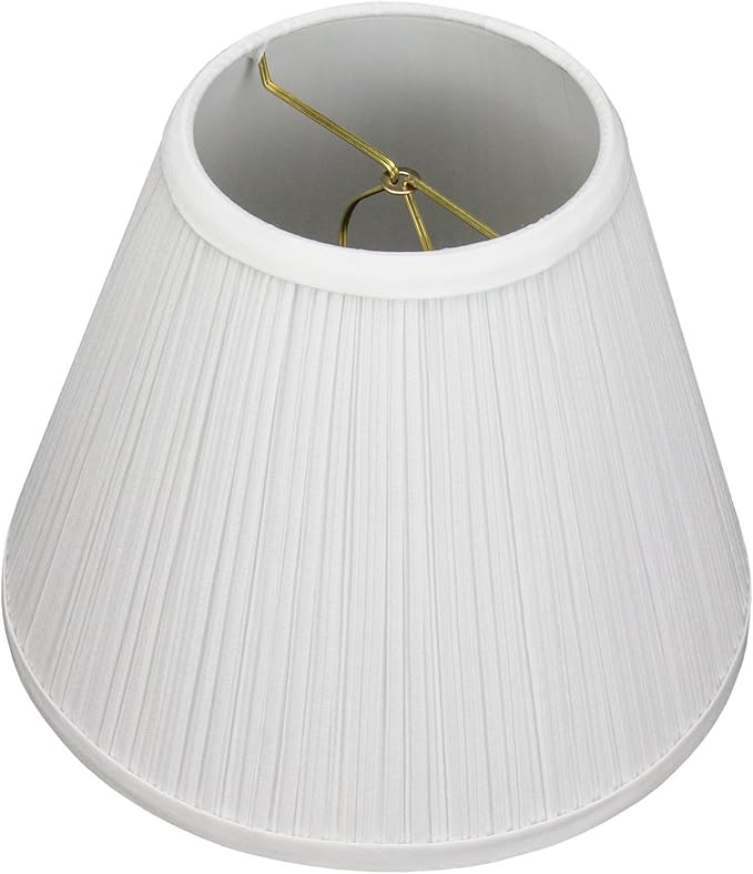 FenchelShades.com Lampshade 5" Top Diameter x 10" Bottom Diameter x 8" Slant Height with Clip-On Attachment for Standard Edison-Style Lightbulb (Pleated Mushroom White)