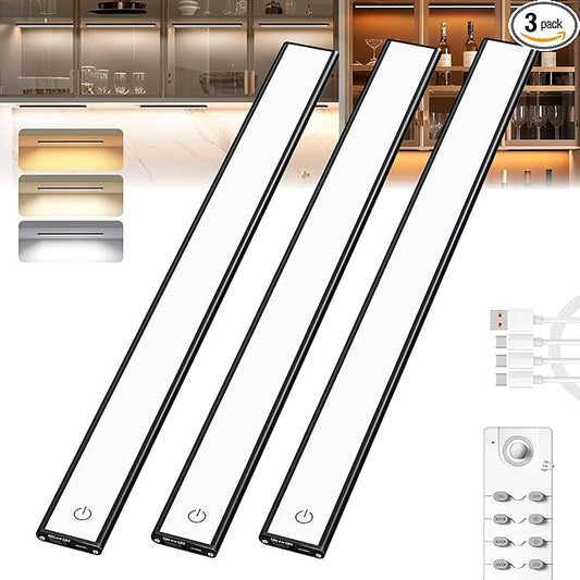Under Cabinet Lighting,134 LED Cordless Motion Sensor Light Indoor, Rechargeable Closet Lights Battery Operated,Dimmable & 3 Color Temps,Magnetic Under Counter Lights for Kitchen, Closet (40CM,3Pack)