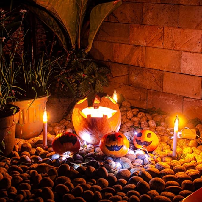 Halloween Orange Flicker Flame Light Bulbs-1 Watt/120 Volts/ E12 Candelabra Base, C18 Flickering Flame Night Light Bulbs for Outdoor Christmas String Lights Window Candles Chandeliers-12 Pack